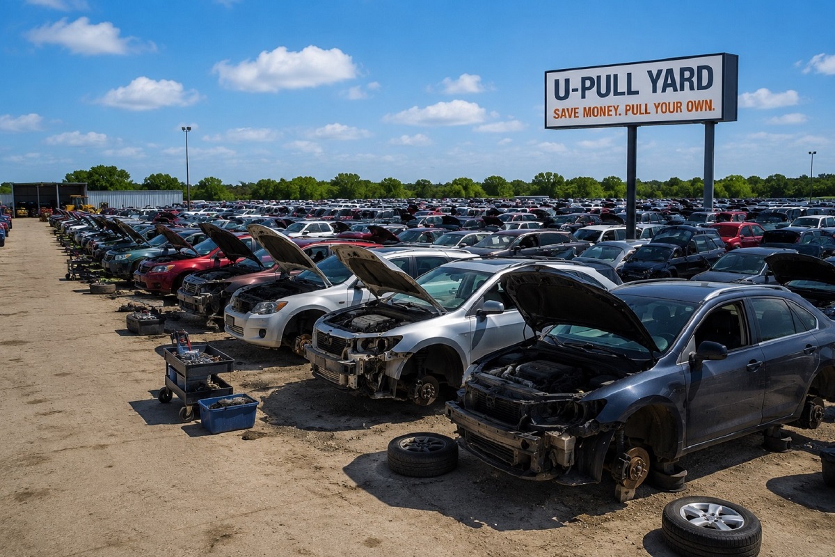 U-Pull salvage yard with donor vehicles